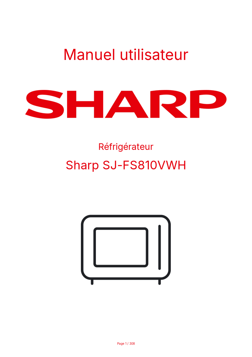 Image de la première page du manuel de l'appareil SJ-FS810VWH