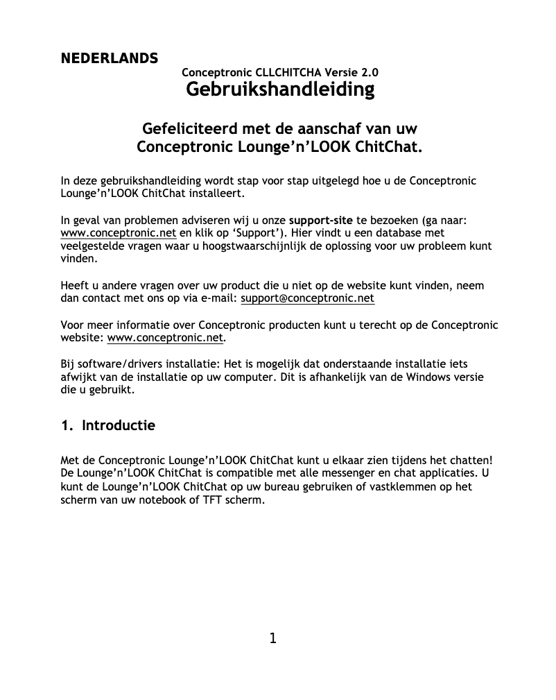 Image de la première page du manuel de l'appareil Chitchat headphone & webcam set