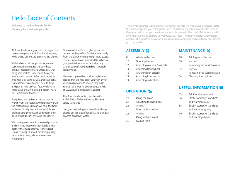 Image de la première page du manuel de l'appareil Indie (2020)