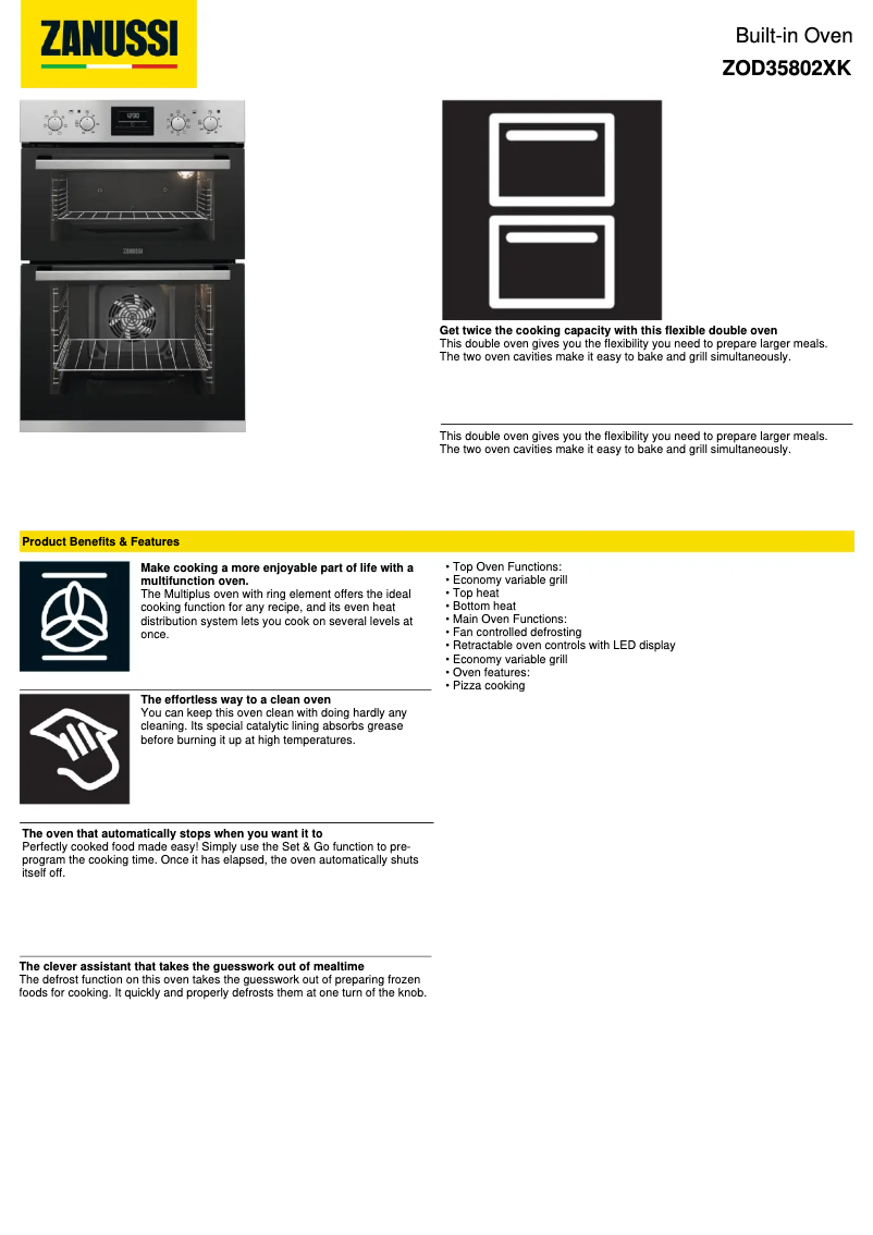 Image de la première page du manuel de l'appareil ZOD35802XK