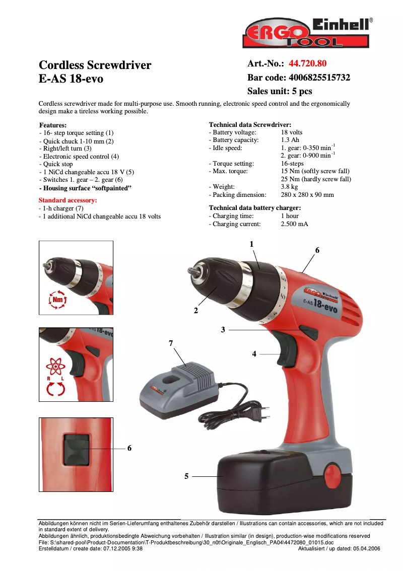Page n°1 - Manuel utilisateur Ergotools Pattfield E-AS 18-evo