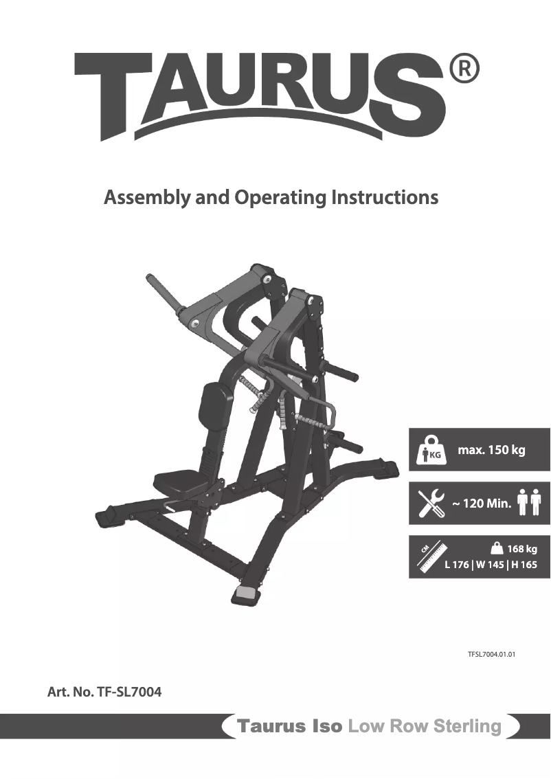 Page 1 de la notice Manuel utilisateur Taurus Iso Low Row Sterling