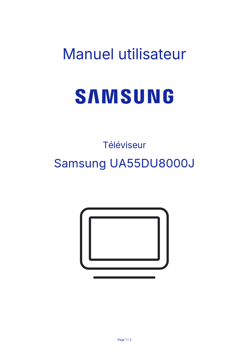 Page n°1 - Manuel utilisateur Samsung UA55DU8000J