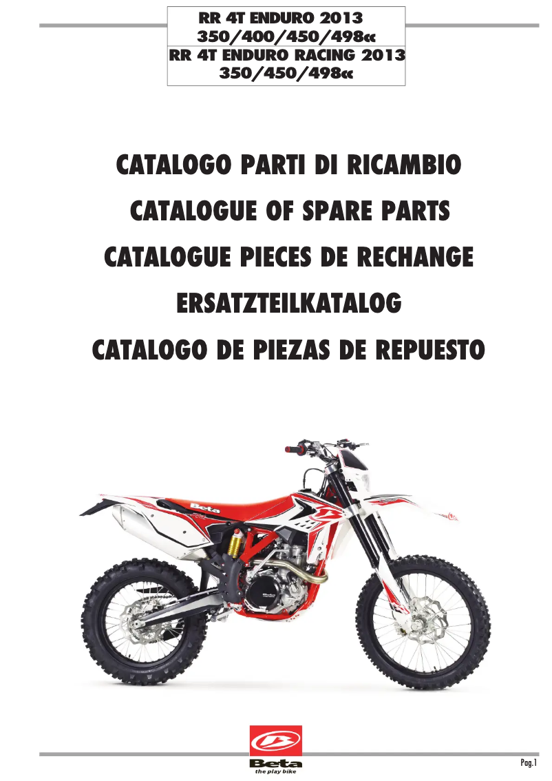 Page 1 de la notice Manuel utilisateur Beta RR 4T 350 (2013)