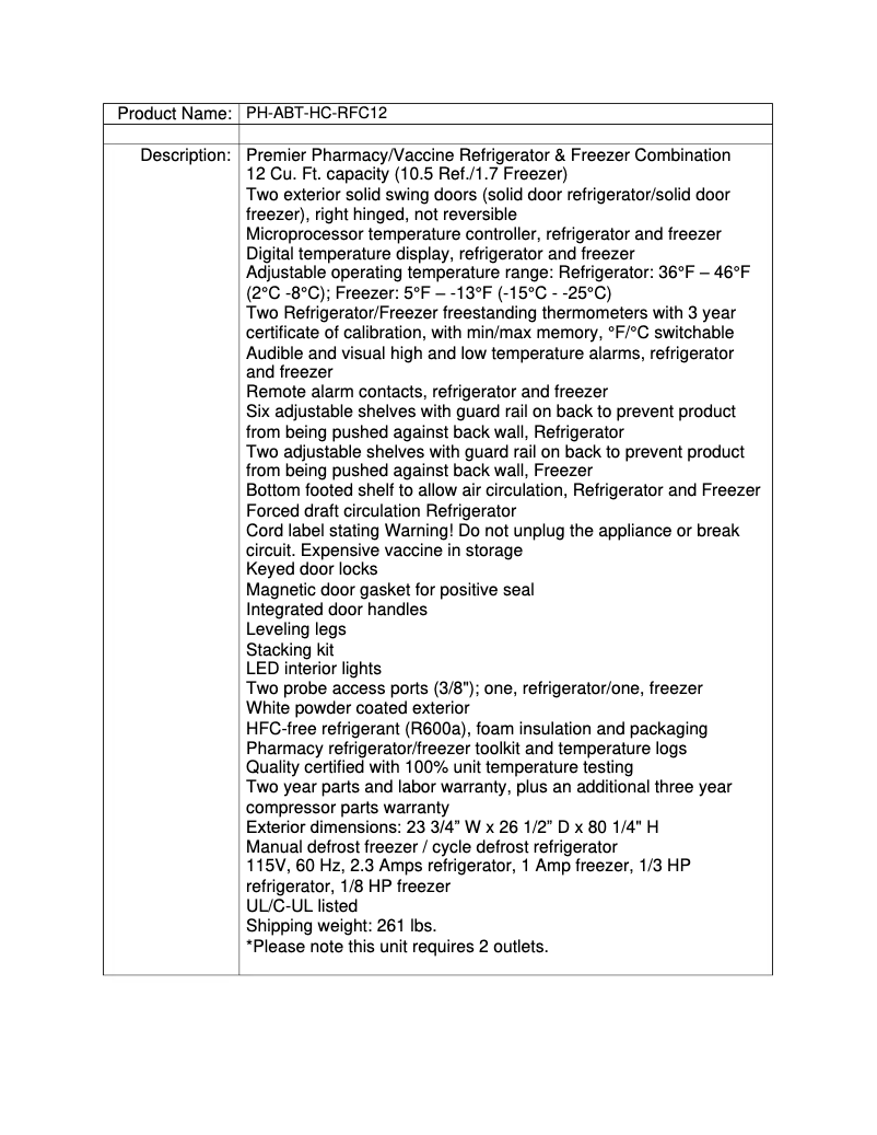 Page 1 de la notice Manuel utilisateur American BioTech Supply PH-ABT-HC-RFC12