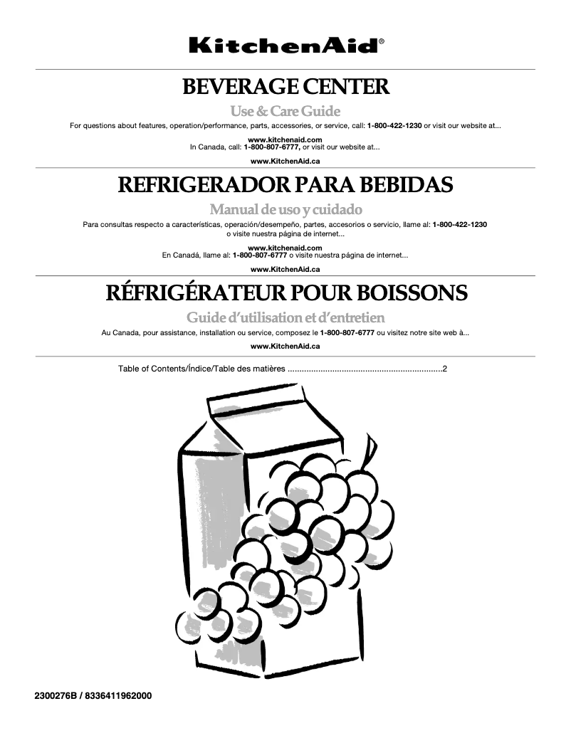 Page 1 de la notice Manuel utilisateur KitchenAid Architect KBCS24RSBS