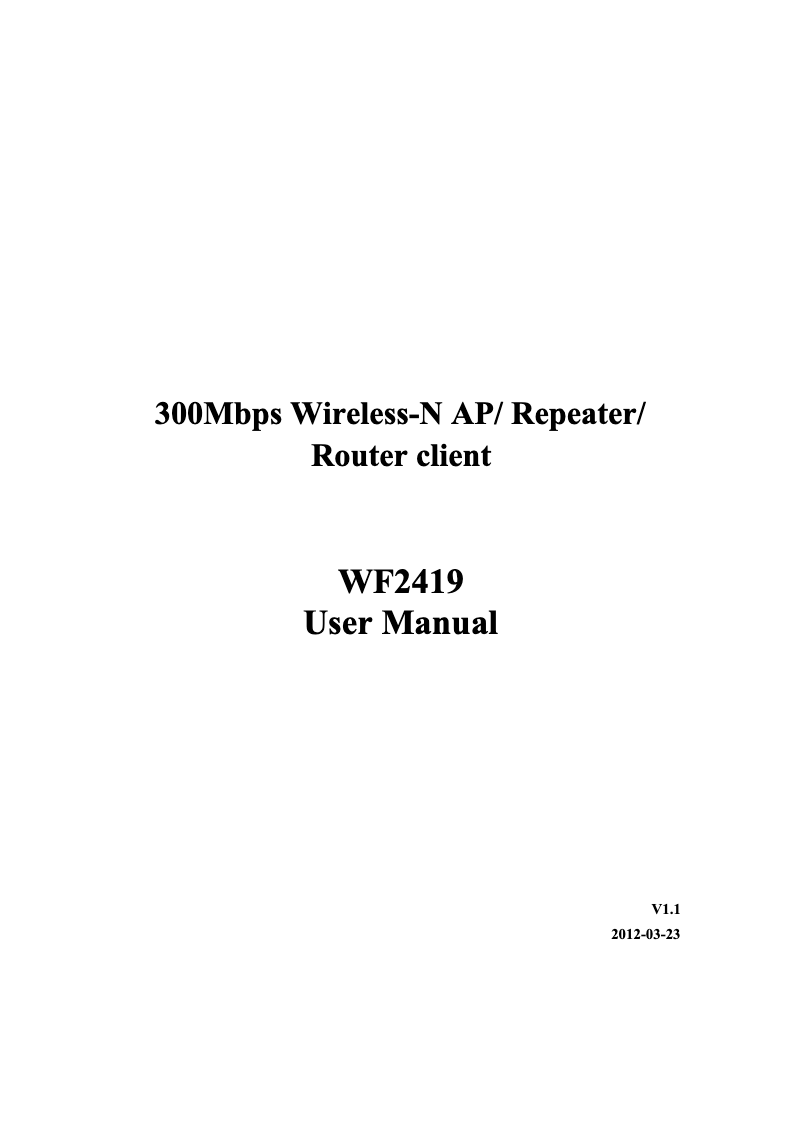 Image de la première page du manuel de l'appareil WF2419