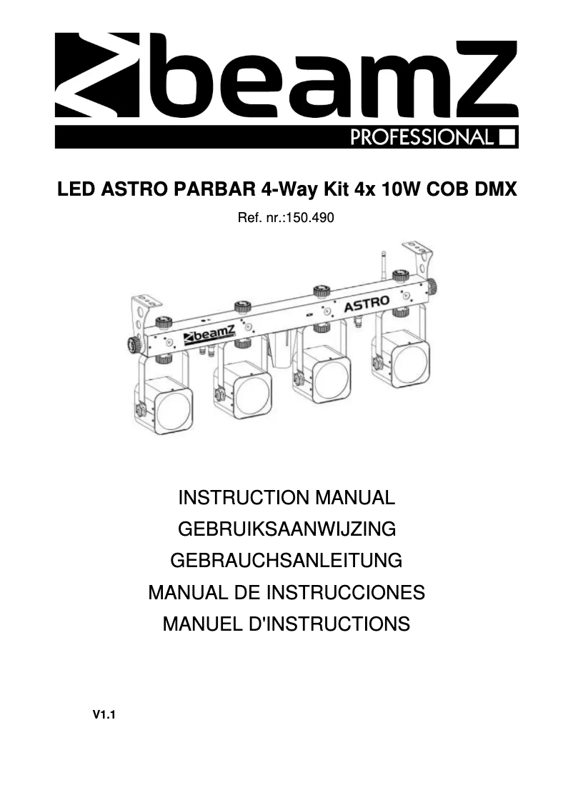 Página 1 del manual Manual de usuario BeamZ LED Astro Parbar 4-Way Kit 150.490