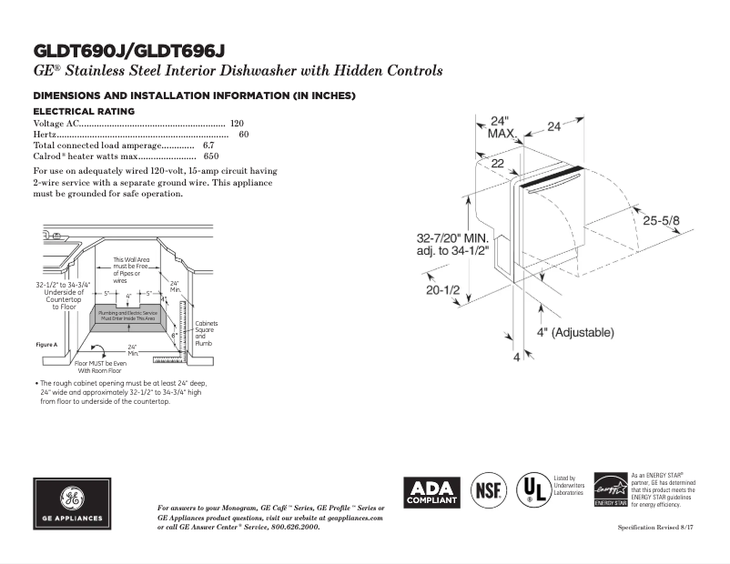 Page n°1 - Fiche technique GE GLDT696JSS