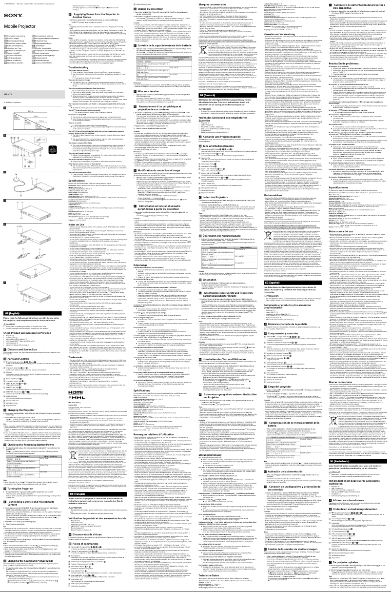 Page n°1 - Manuel utilisateur Sony MP-CD1