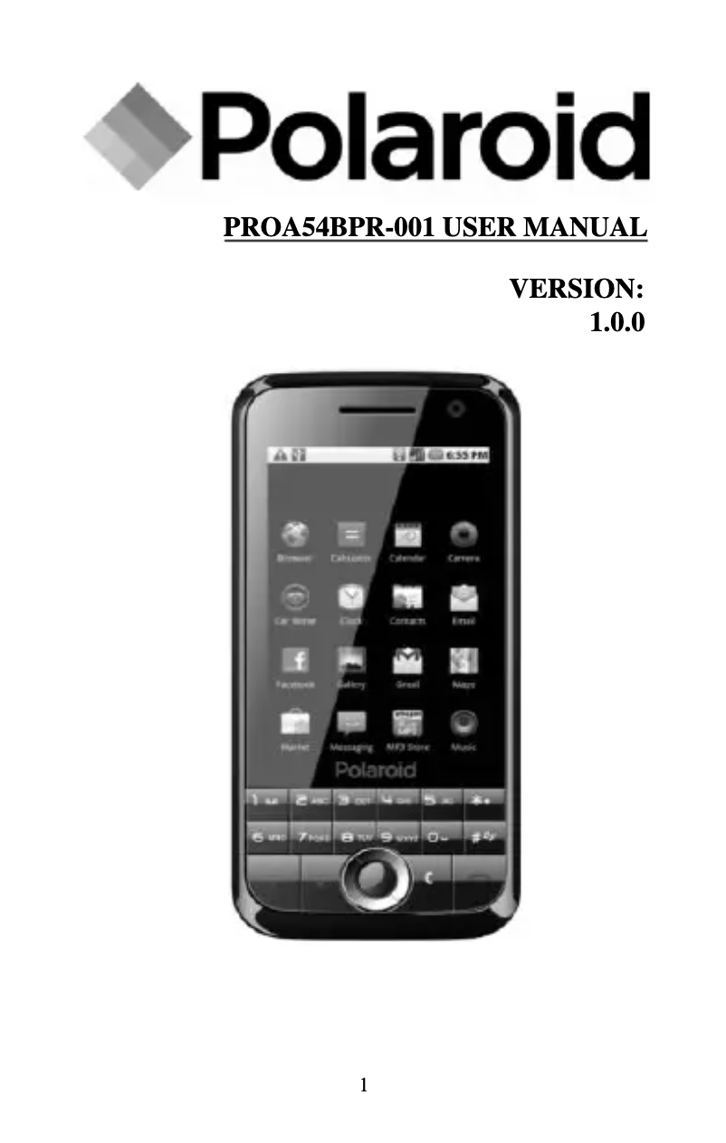 Image de la première page du manuel de l'appareil PROA54BPR-00