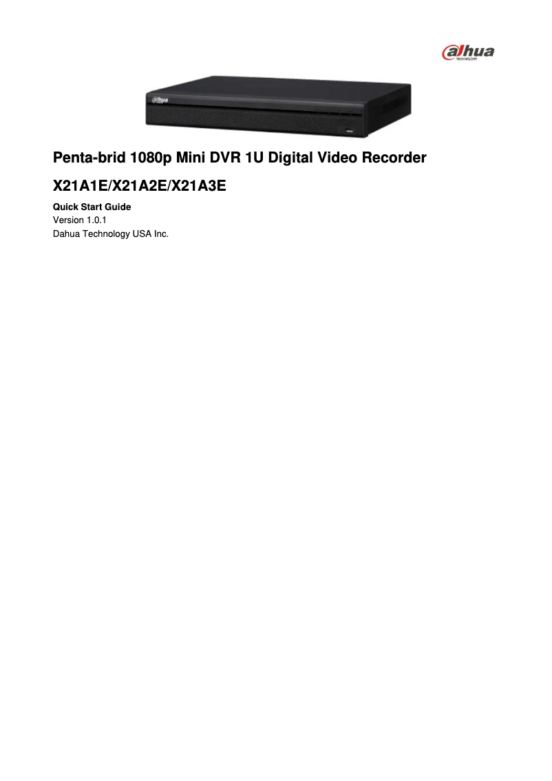 Page n°1 - Manuel utilisateur Dahua Technology X21A3E4