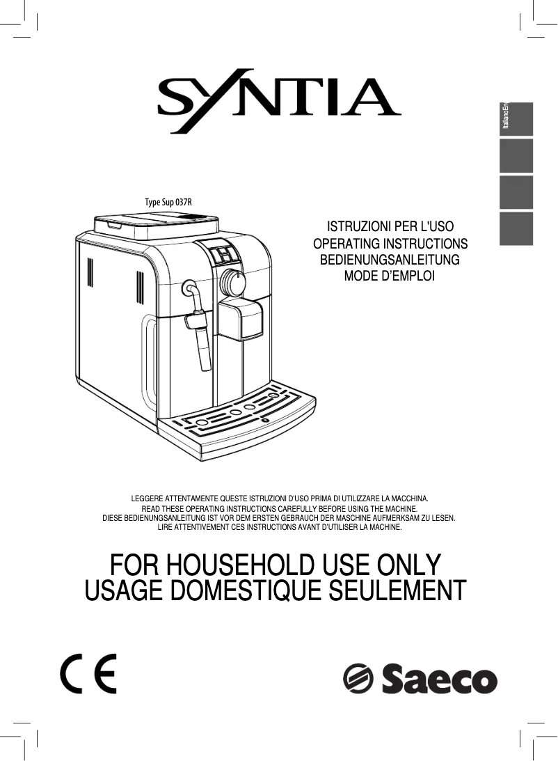 Page 1 de la notice Manuel utilisateur Philips Saeco Xsmall RI9745