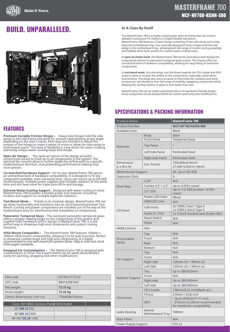 Image de la première page du manuel de l'appareil MasterFrame 700