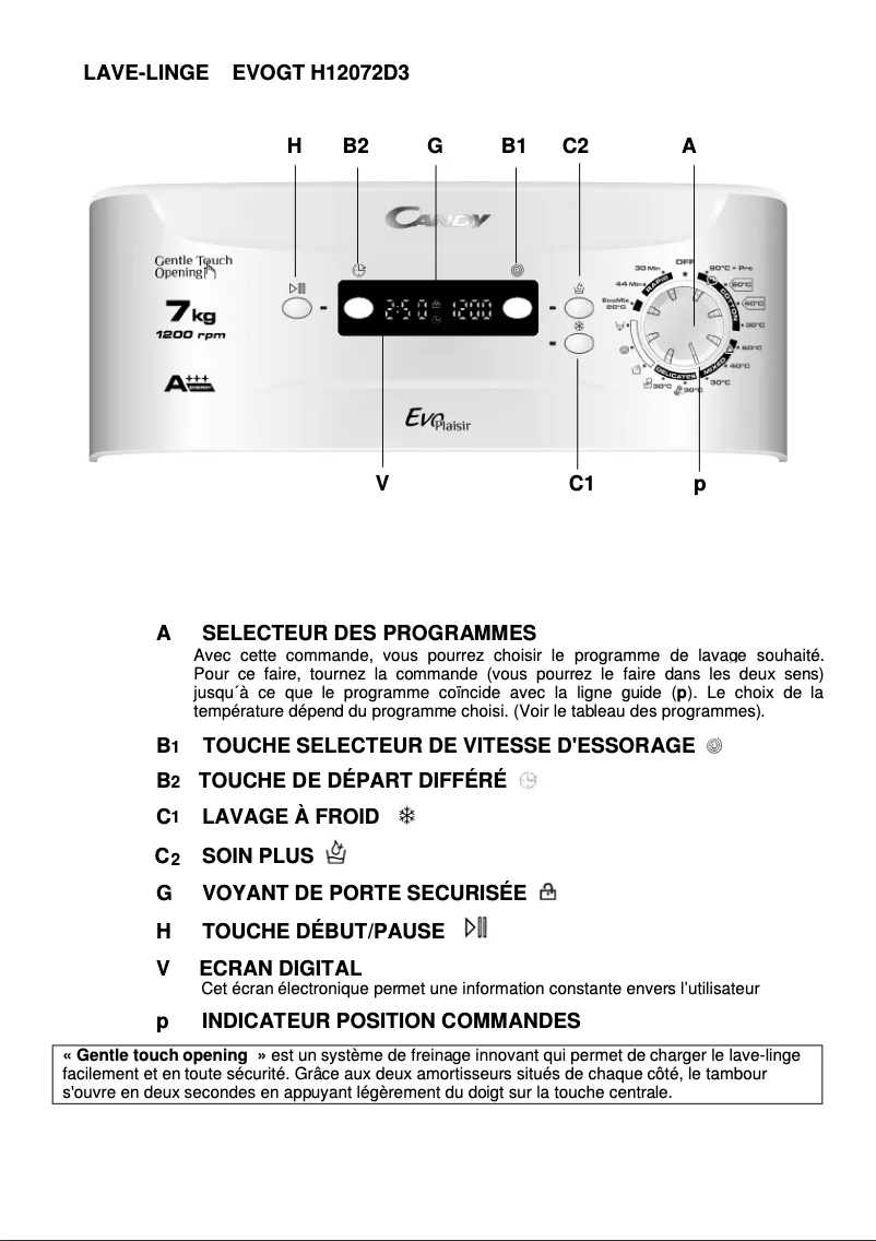 Image de la première page du manuel de l'appareil EVOGT H12072D3-S