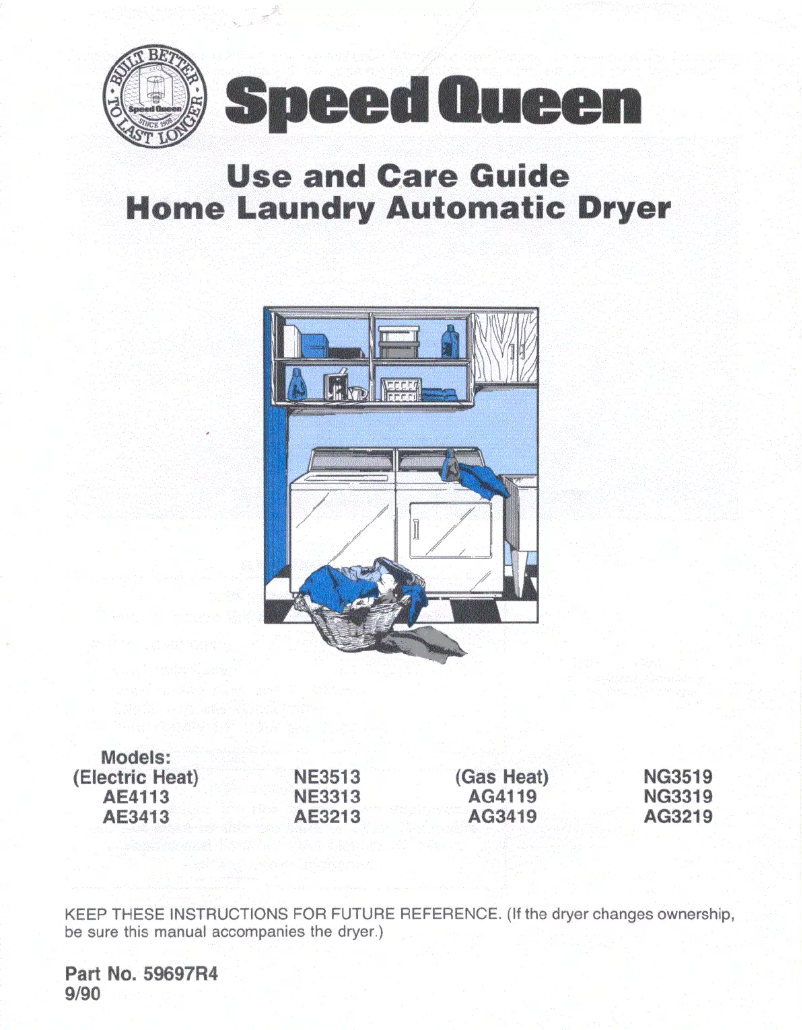 Page n°1 - Manuel utilisateur Speed Queen AG3419
