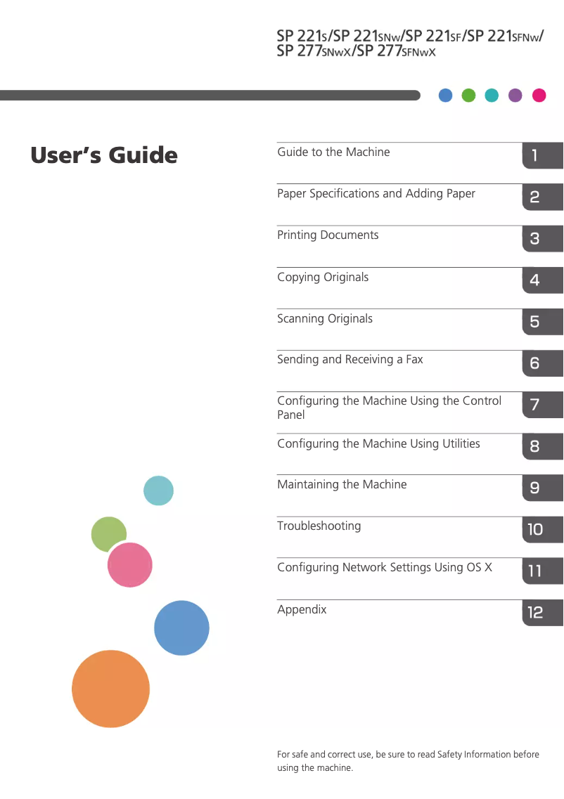 Image de la première page du manuel de l'appareil SP 277SFNWX