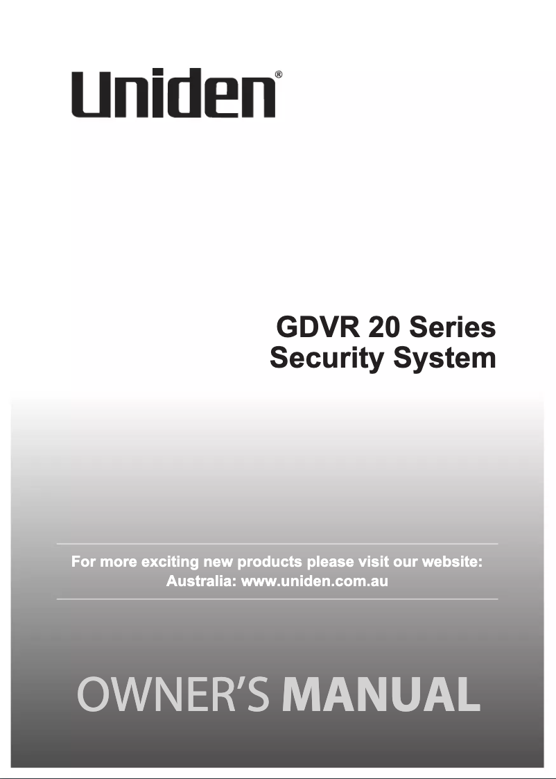 Page n°1 - Manuel utilisateur Uniden GDVR 20880