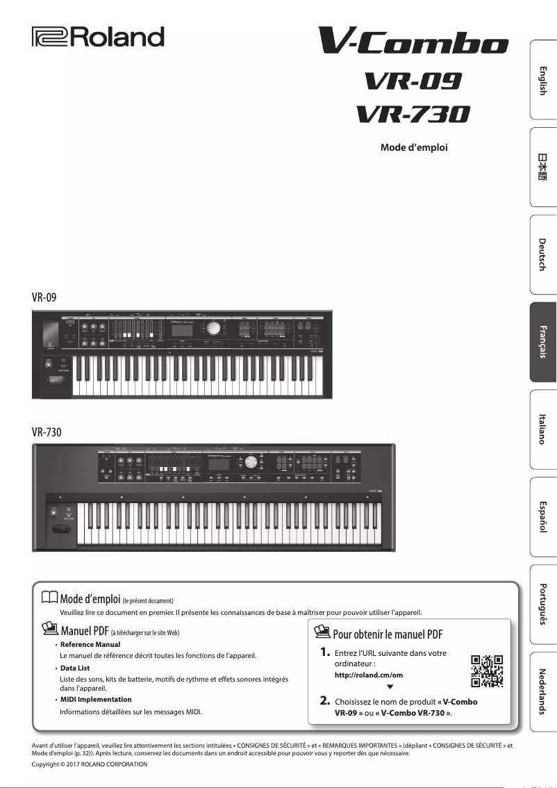 Page n°1 - Manuel utilisateur Roland V-Combo VR-09