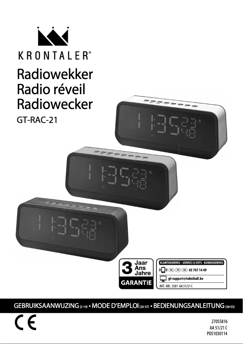 Page 1 de la notice Manuel utilisateur Krontaler GT-RAC-21