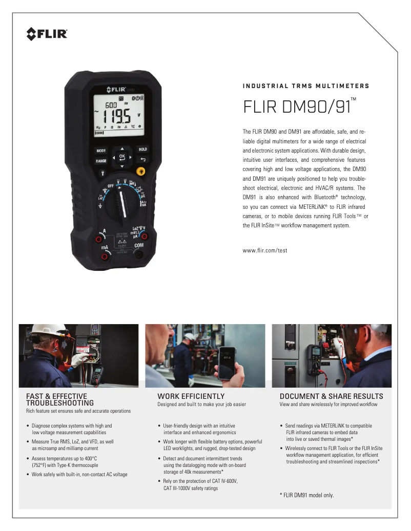 Page 1 de la notice Fiche technique FLIR DM91