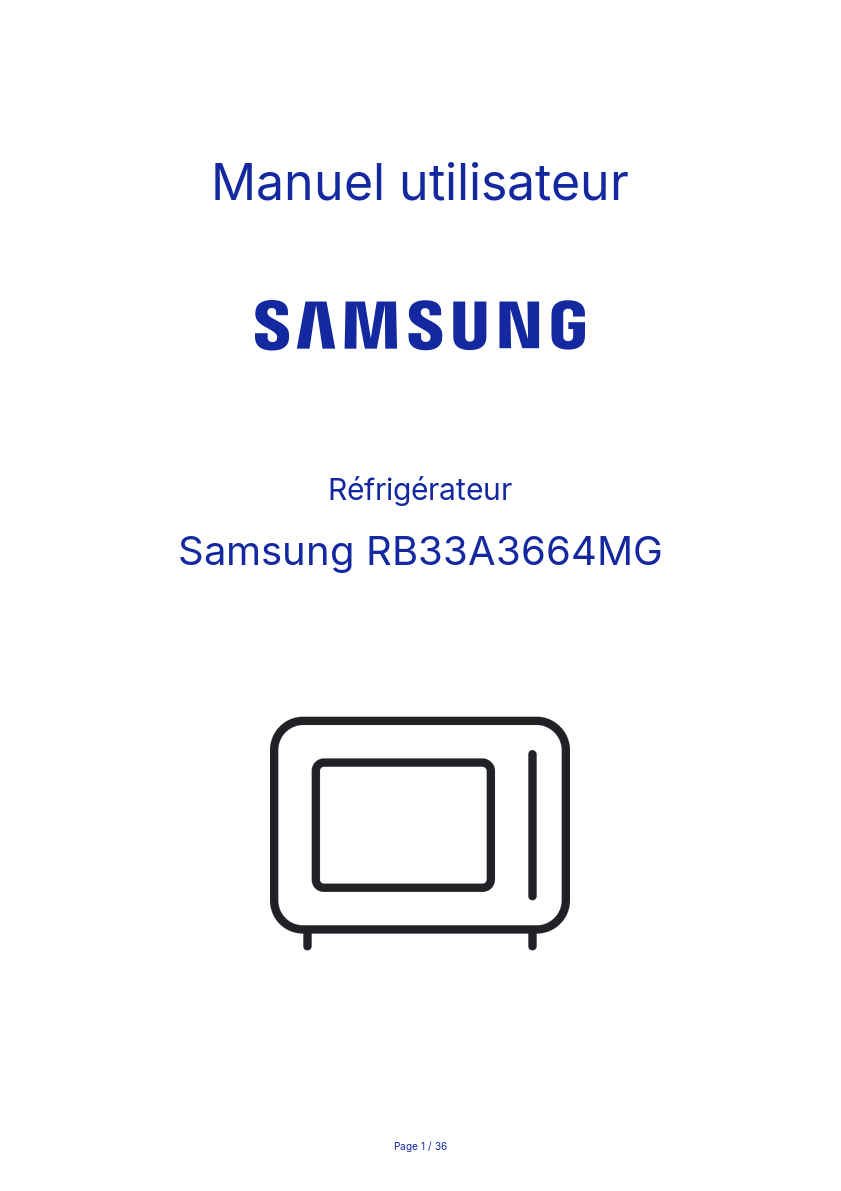 Image de la première page du manuel de l'appareil RB33A3664MG