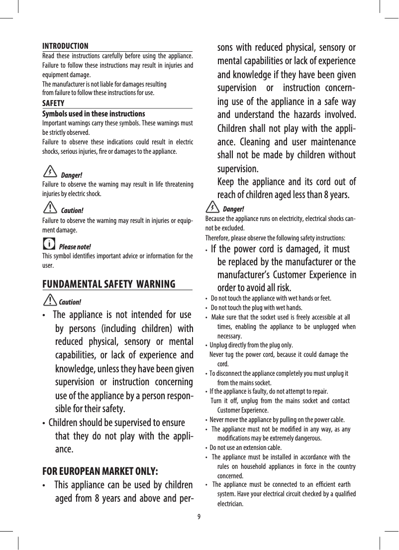 Page n°1 - Manuel utilisateur DeLonghi Tasciugo AriaDry DEX216F