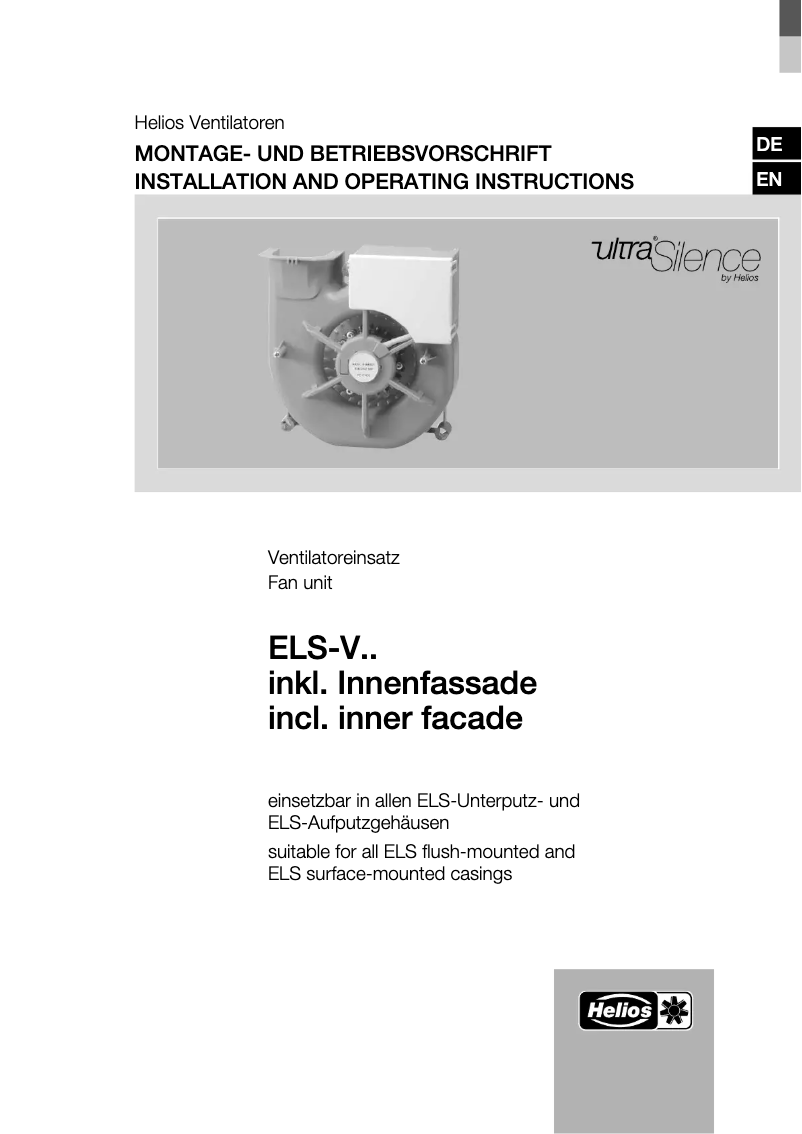 Page 1 de la notice Manuel utilisateur Helios ELS-VN 100