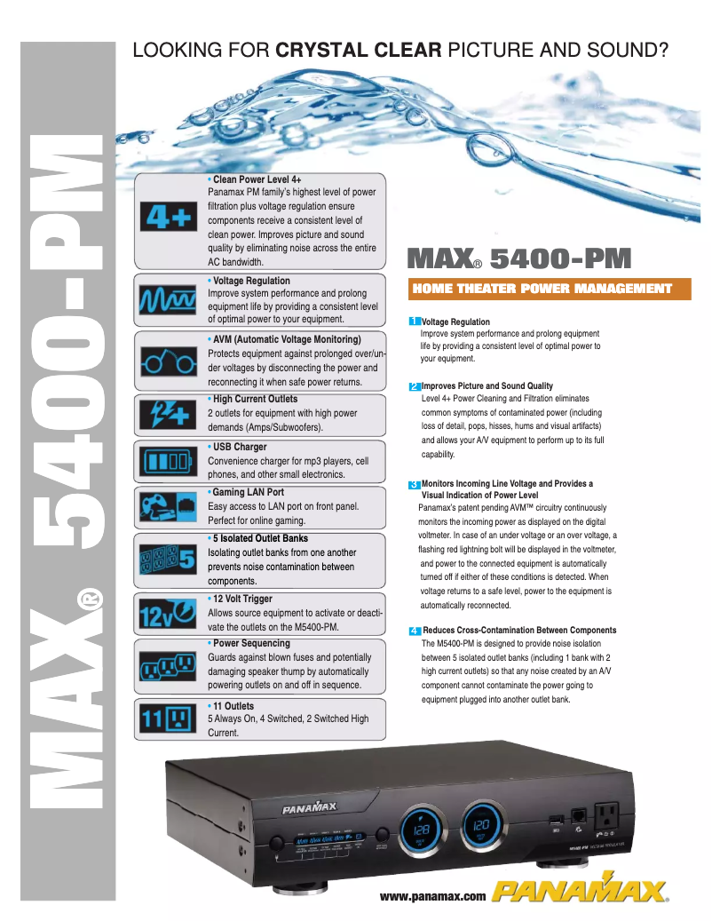 Page 1 of the manual Technical Sheet Panamax M5400-PM