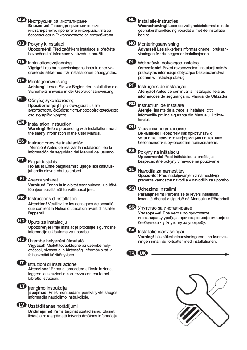 Page 1 de la notice Guide d'installation Electrolux ENN2832AOW