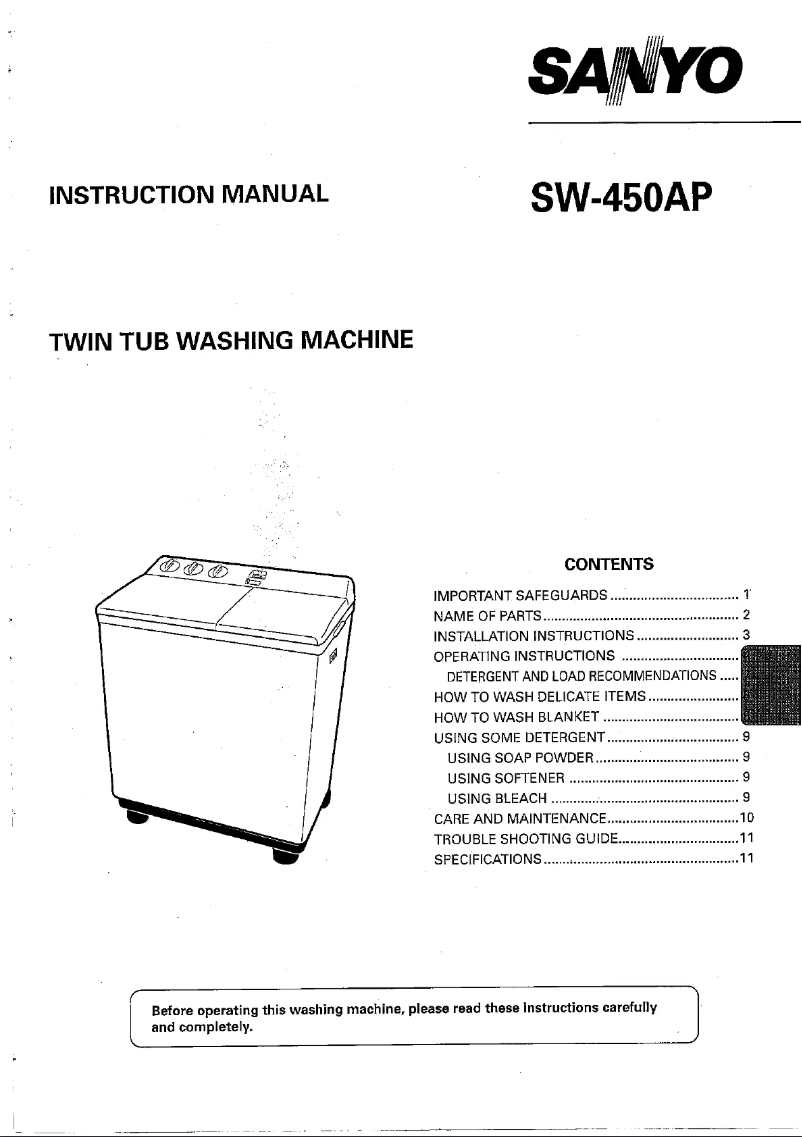 Image de la première page du manuel de l'appareil SW-450AP
