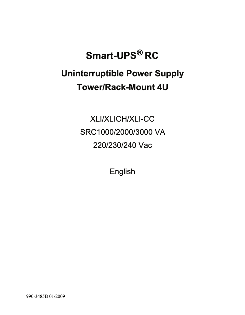 Page n°1 - Manuel utilisateur APC Smart-UPS RC 2000VA