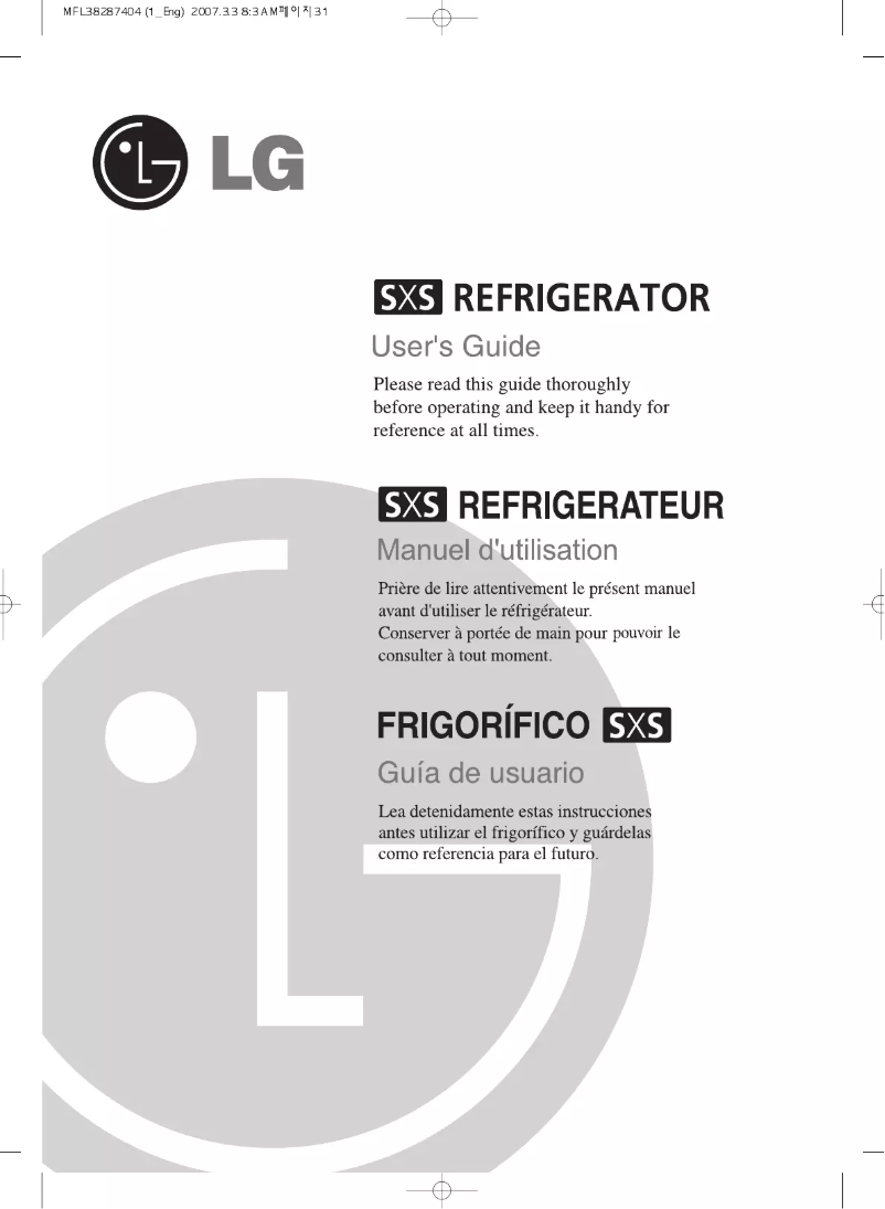 Page 1 de la notice Manuel utilisateur LG GRP2279SSJA