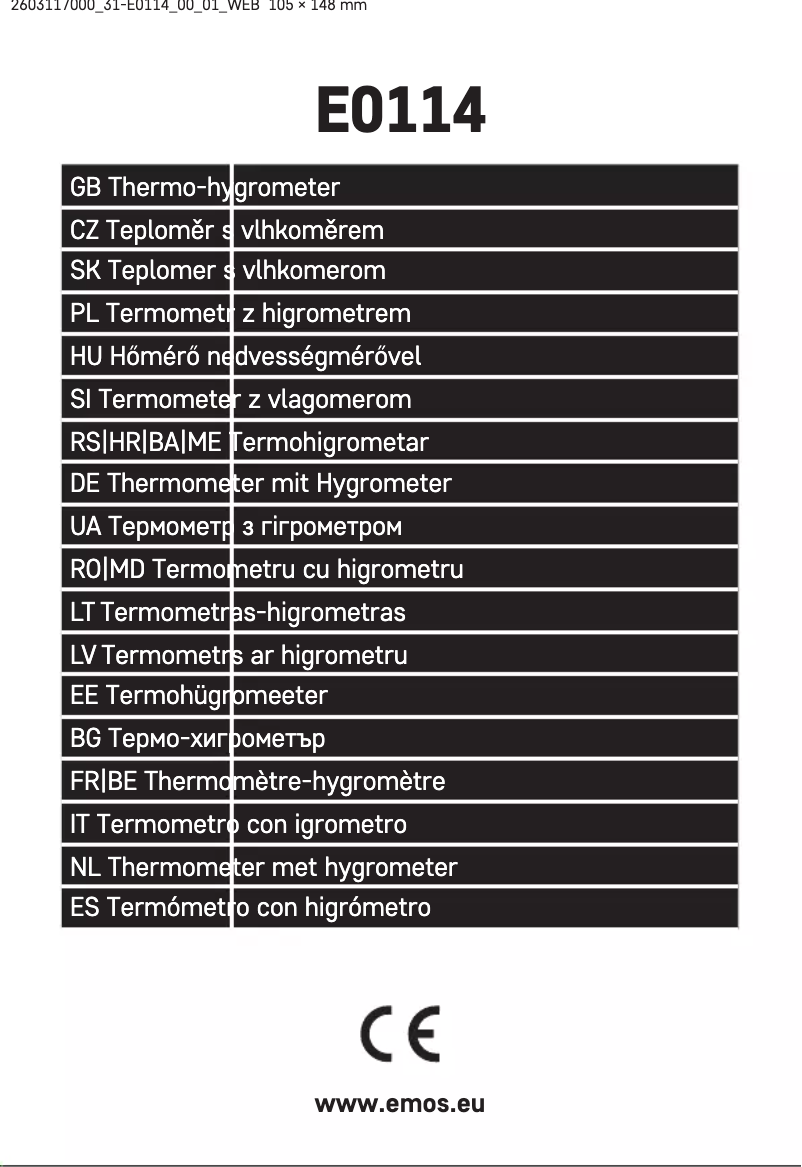 Page 1 de la notice Manuel utilisateur Emos E0114