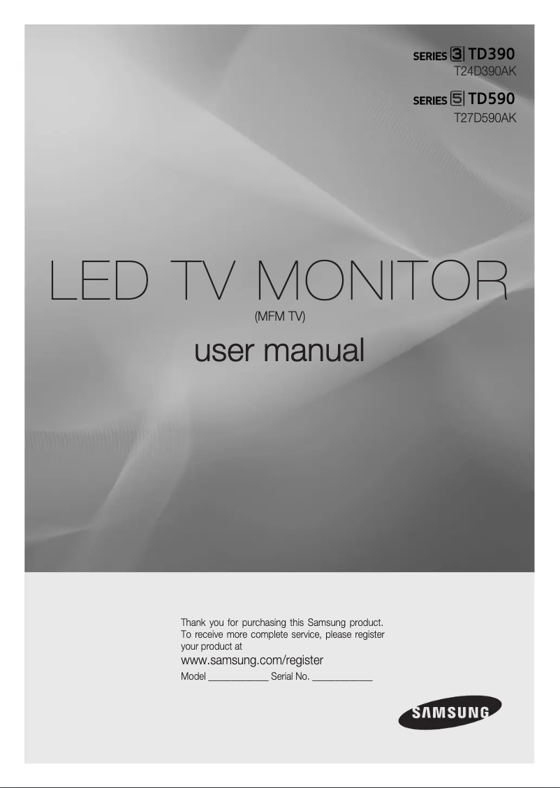 Page 1 de la notice Manuel utilisateur Samsung T24D390AK
