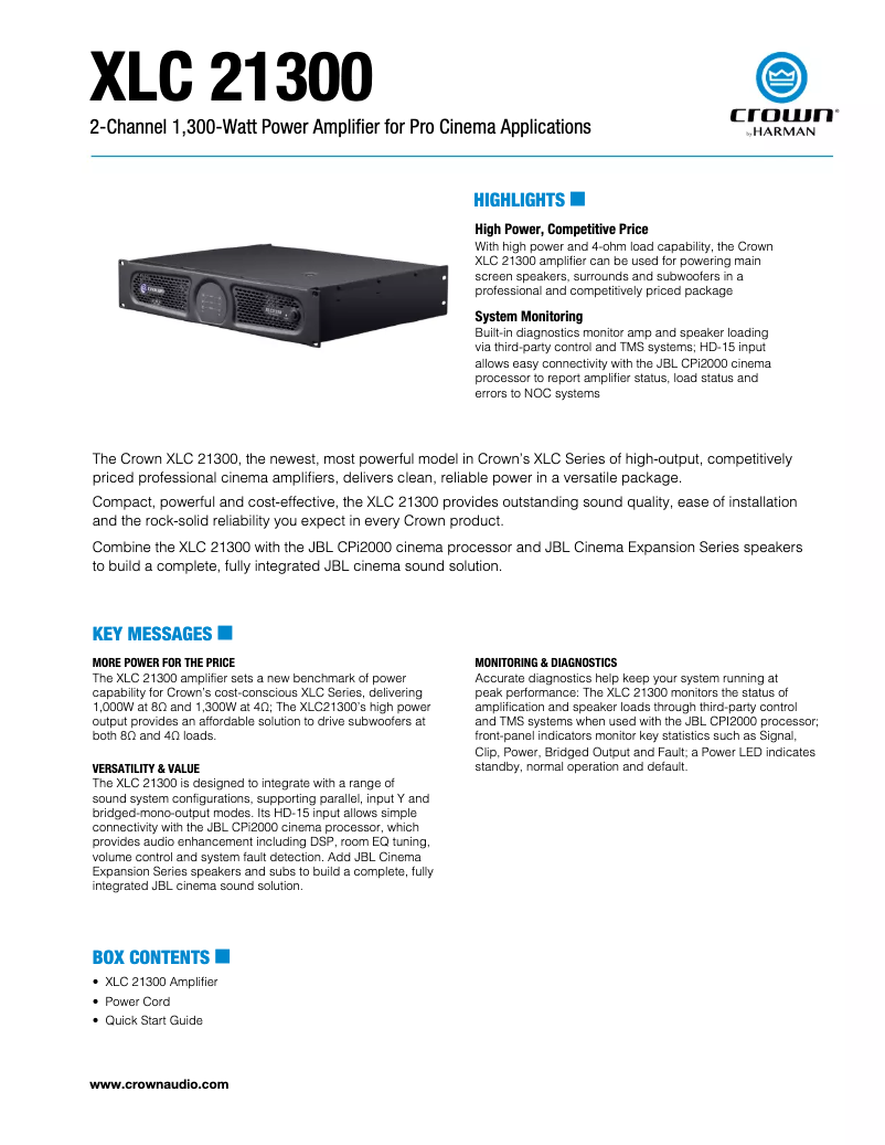 Page 1 de la notice Manuel utilisateur Crown XLC 21300
