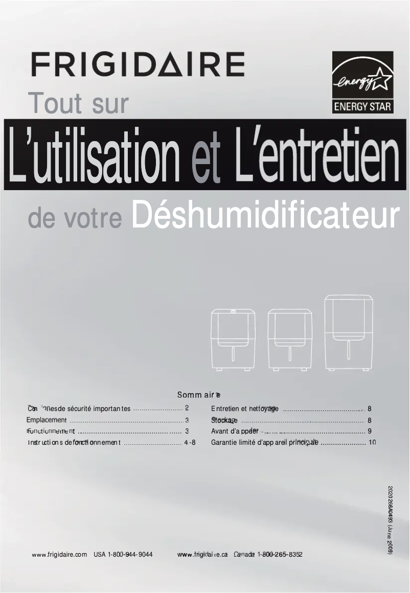 Page 1 de la notice Manuel utilisateur Frigidaire FAD504DWD