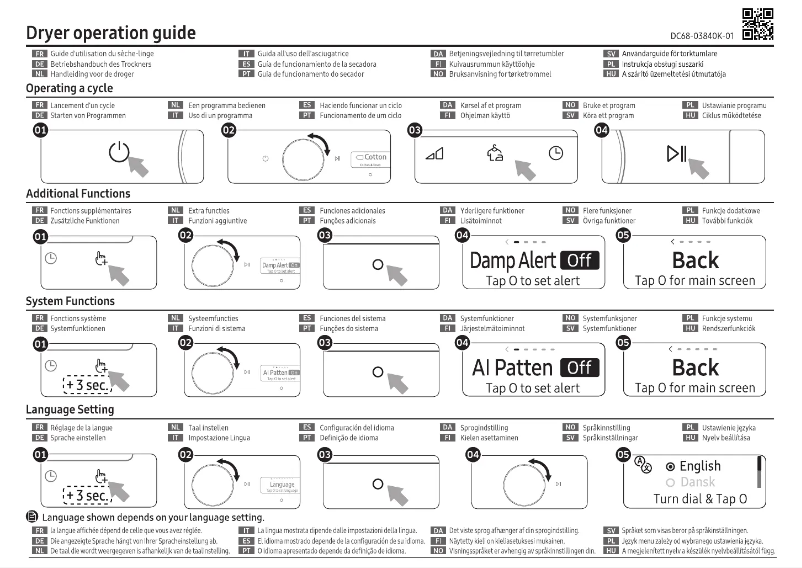 Page n°1 - Guide d'installation Samsung DV80T7220BX