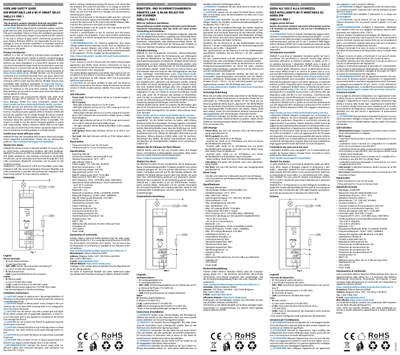 Page 1 de la notice Manuel utilisateur Shelly Pro 1