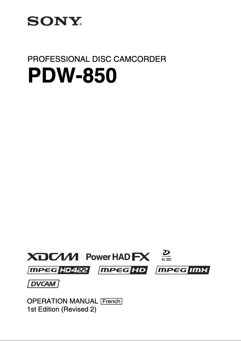 Image de la première page du manuel de l'appareil PDW-850