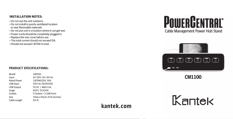 First page image of the manual for PowerCentral CM1100