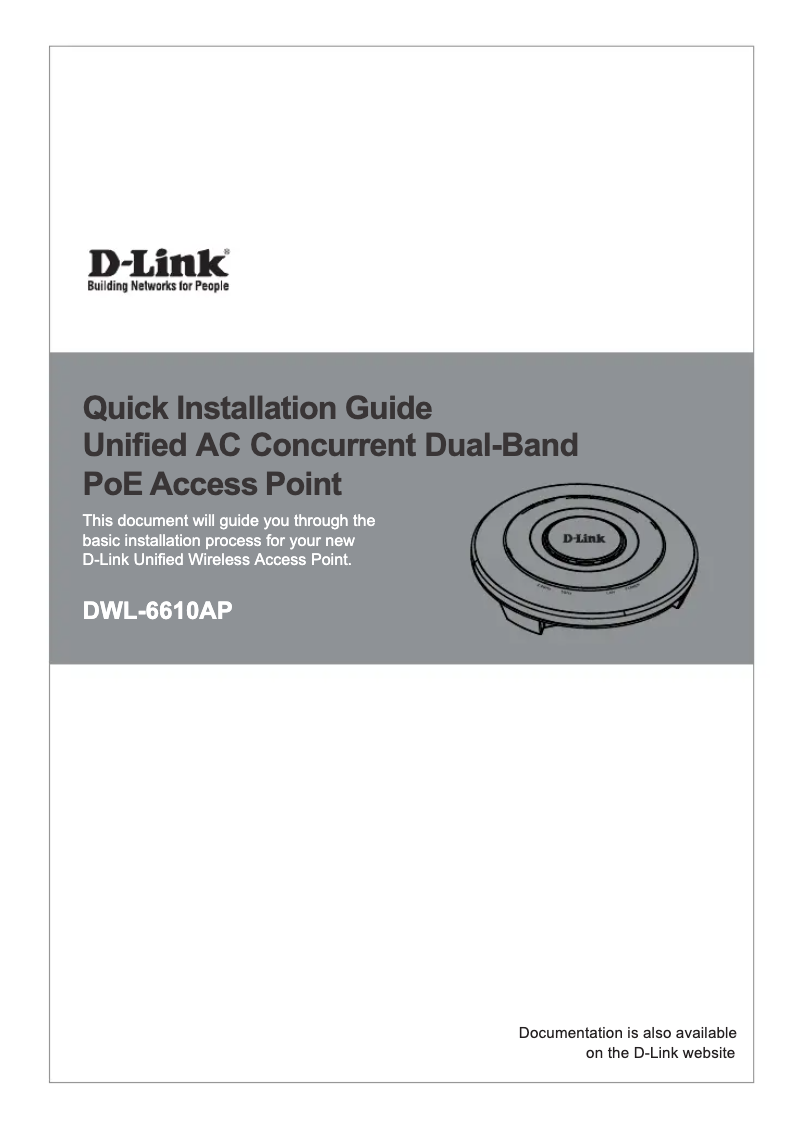 Page n°1 - Guide d'installation D-Link DWL-6610AP
