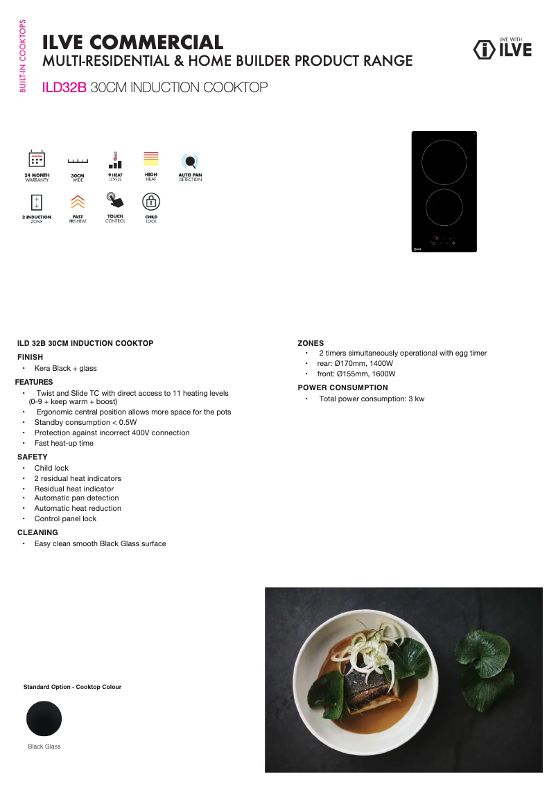 Page 1 de la notice Fiche technique Ilve ILD32B