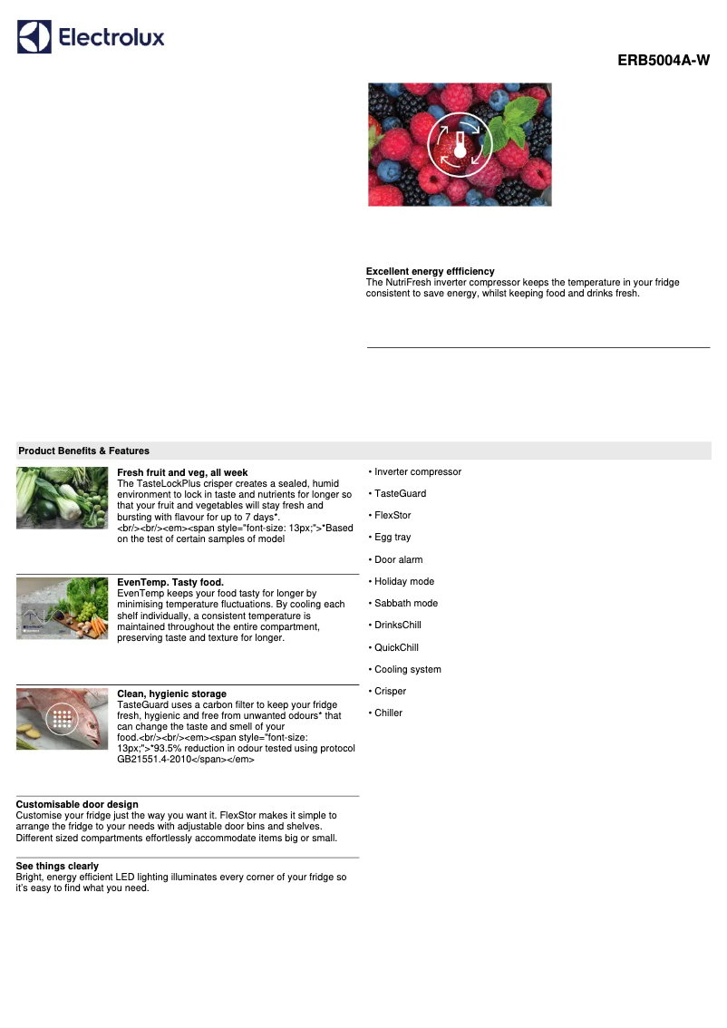 Image de la première page du manuel de l'appareil ERB5004A