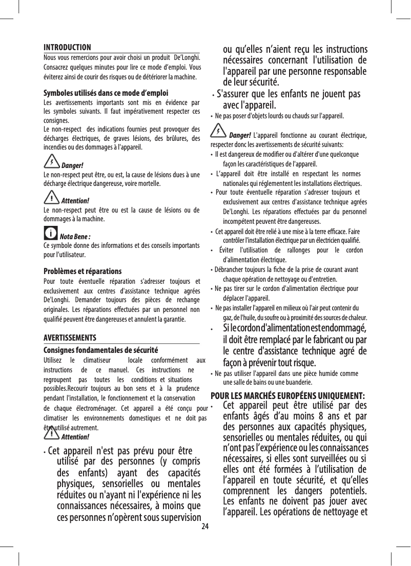 Image de la première page du manuel de l'appareil Pinguino PACEX120SILENT