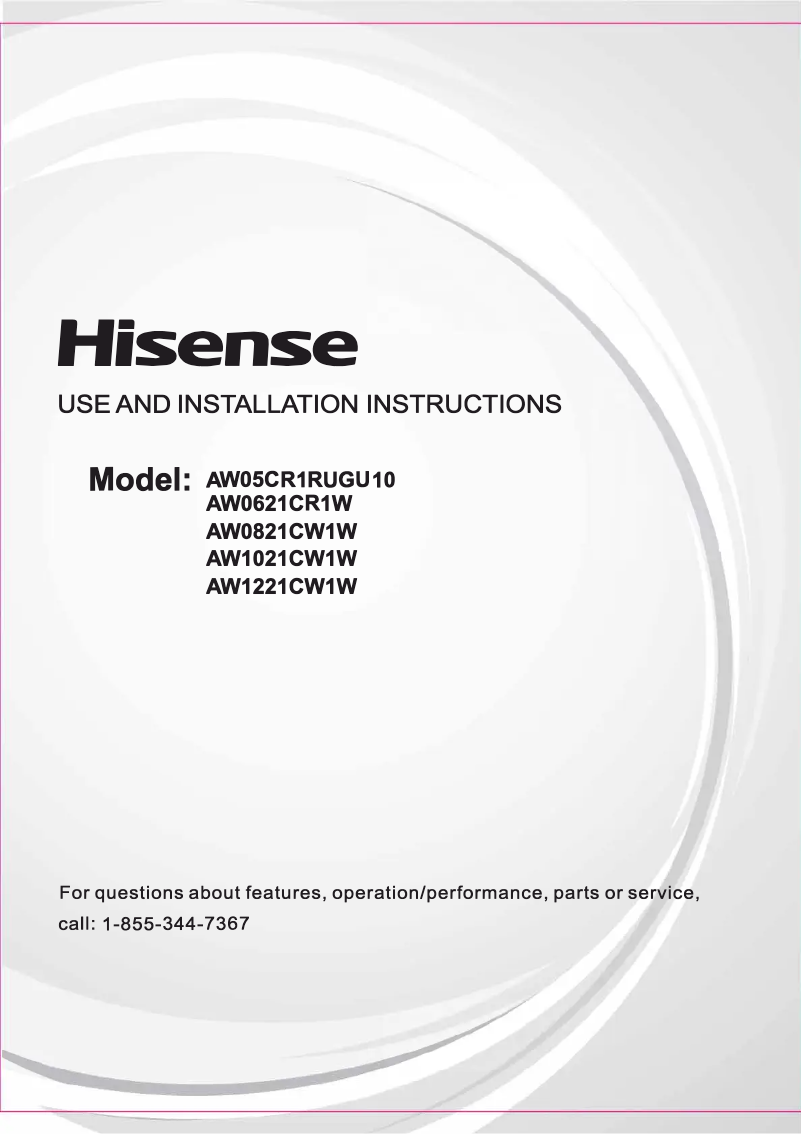 Page 1 de la notice Manuel utilisateur Hisense AW1021CW1W