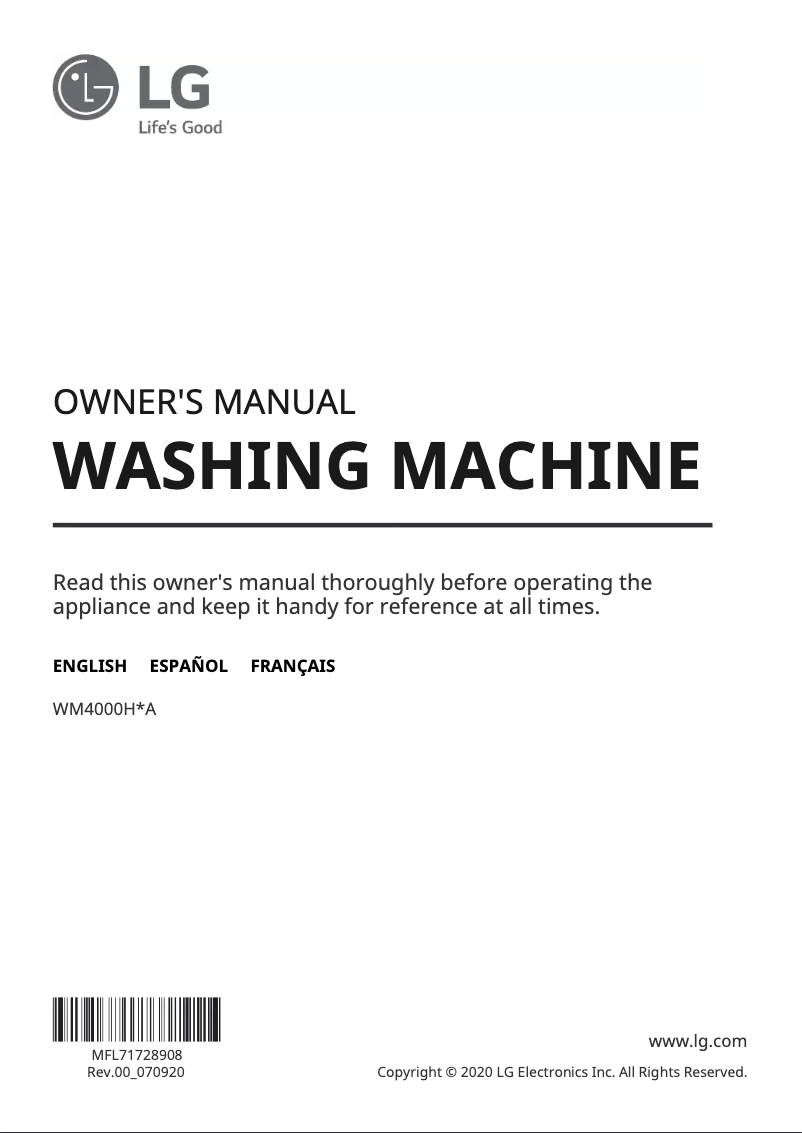 Page n°1 - Manuel utilisateur LG WM4000HBA