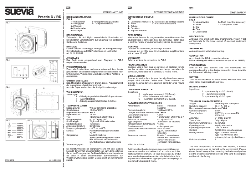 Page n°1 - Manuel utilisateur Suevia Practic D