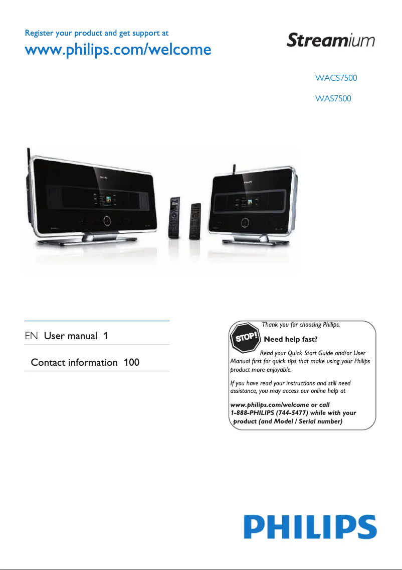 Página 1 del manual Manual de usuario Philips WAS7500