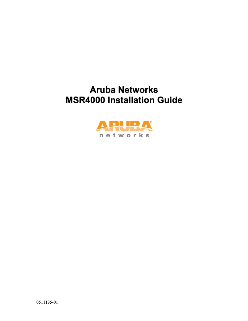 Page n°1 - Manuel utilisateur Aruba AirMesh MSR4000